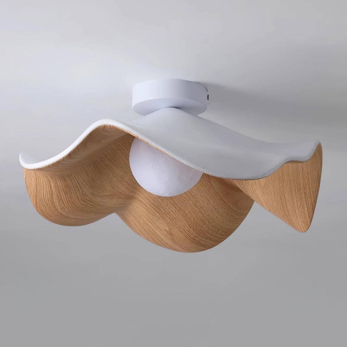 Ceiling Light | Wood Grain Finish & Metal Frame