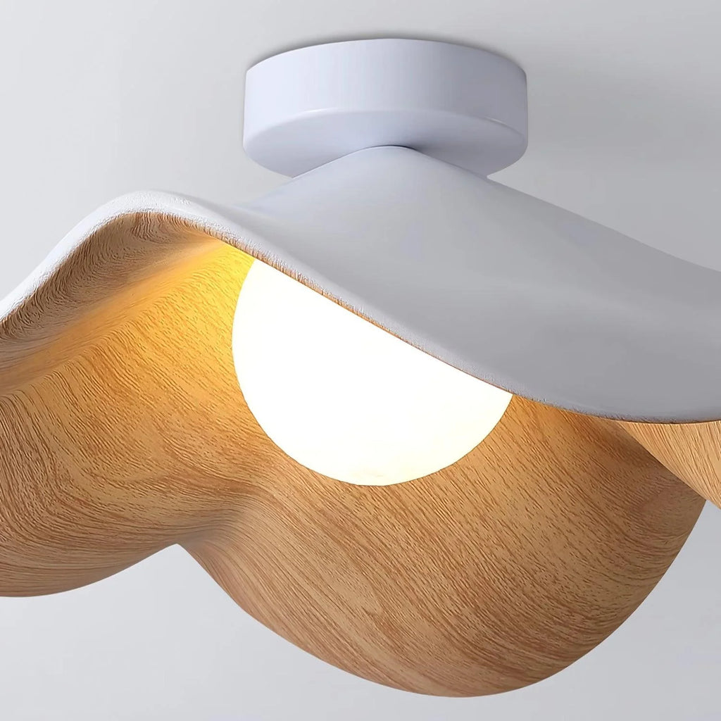 Ceiling Light | Wood Grain Finish & Metal Frame