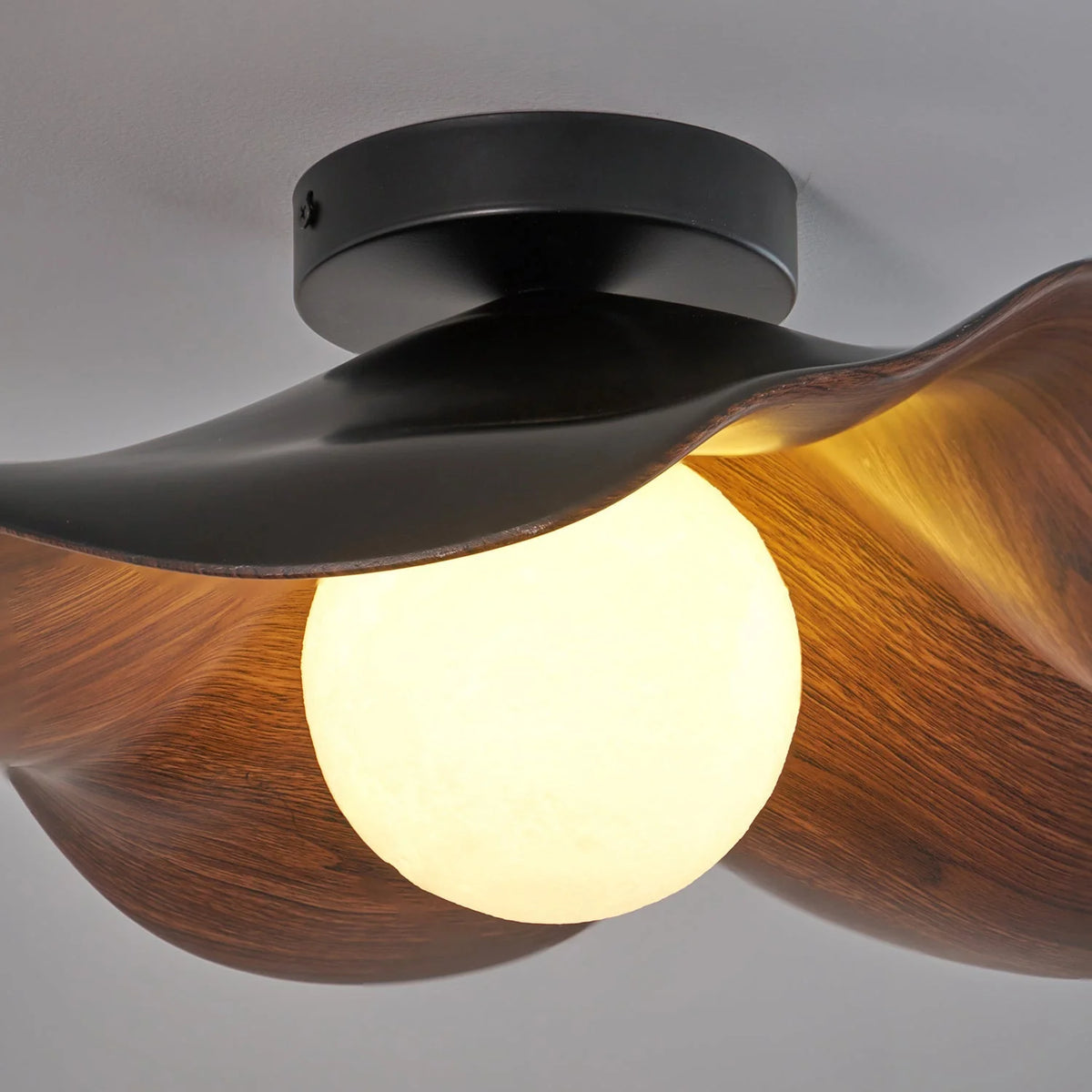 Ceiling Light | Wood Grain Finish & Metal Frame