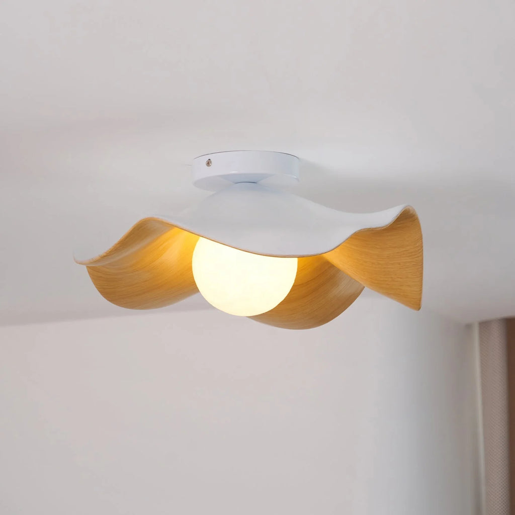 Ceiling Light | Wood Grain Finish & Metal Frame