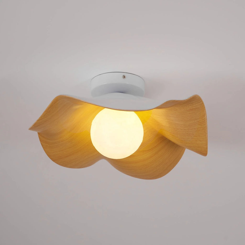 Ceiling Light | Wood Grain Finish & Metal Frame