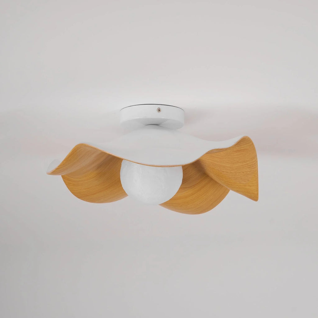 Ceiling Light | Wood Grain Finish & Metal Frame
