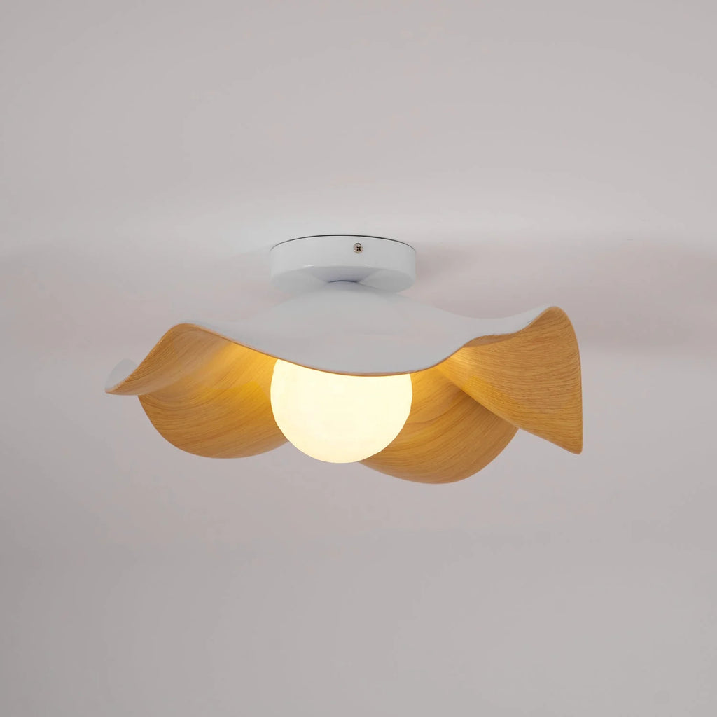 Ceiling Light | Wood Grain Finish & Metal Frame