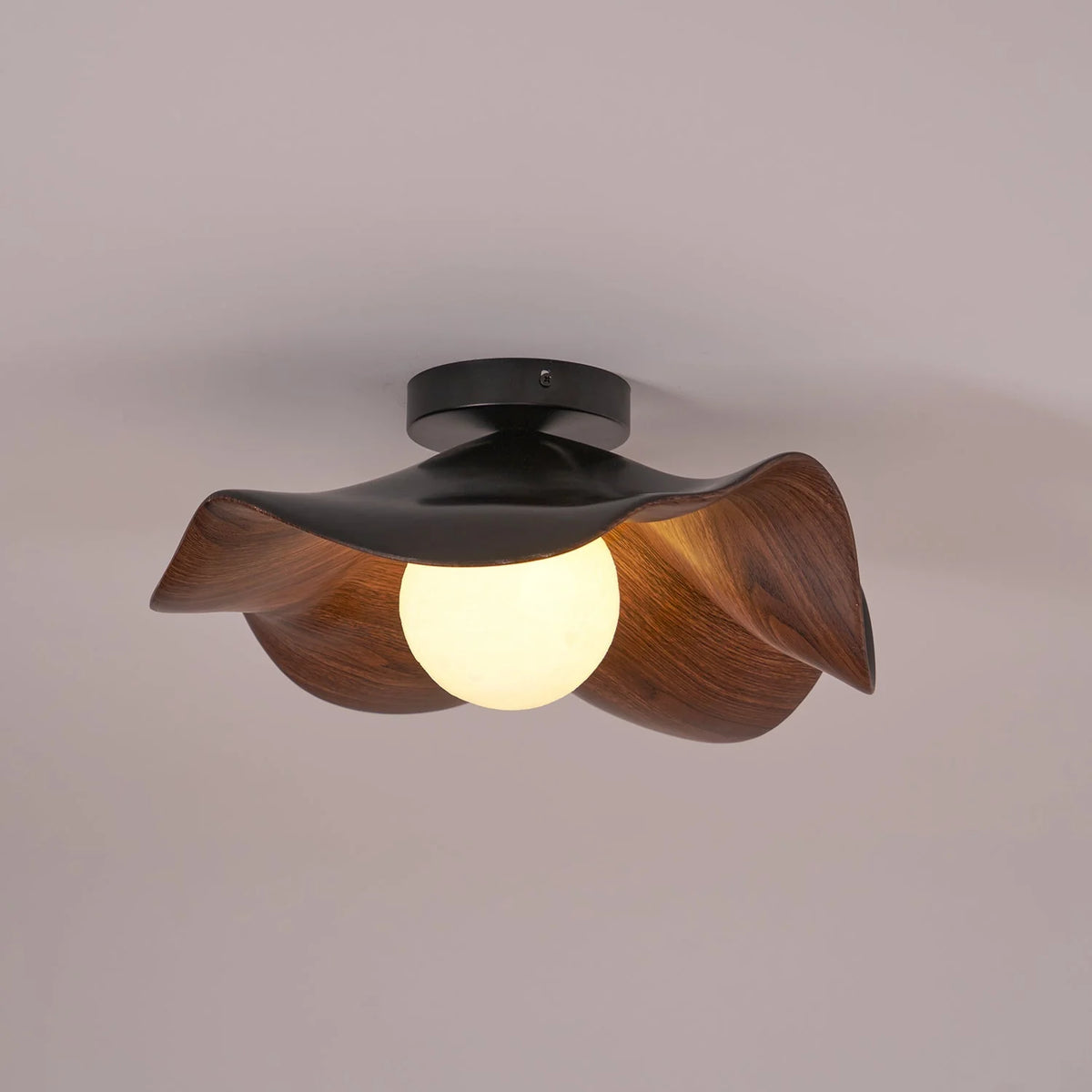 Ceiling Light | Wood Grain Finish & Metal Frame