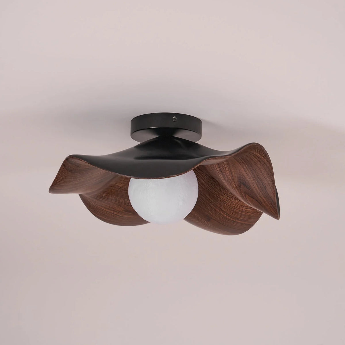 Ceiling Light | Wood Grain Finish & Metal Frame