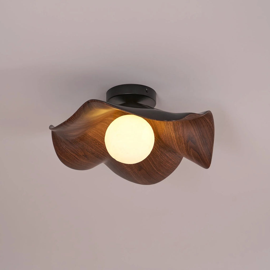 Ceiling Light | Wood Grain Finish & Metal Frame