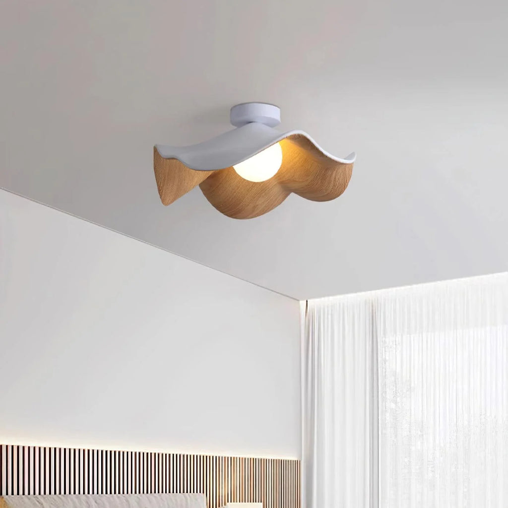 Ceiling Light | Wood Grain Finish & Metal Frame