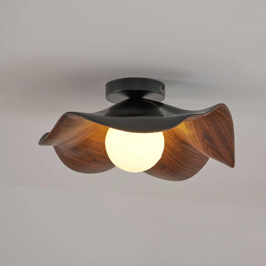 Ceiling Light | Wood Grain Finish & Metal Frame