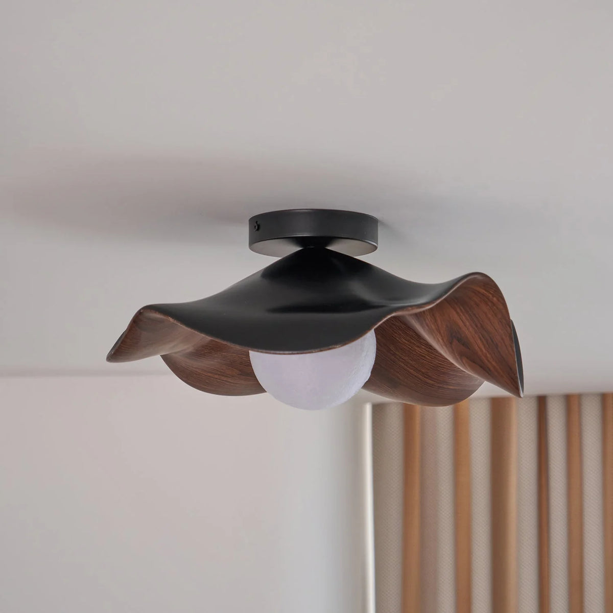 Ceiling Light | Wood Grain Finish & Metal Frame