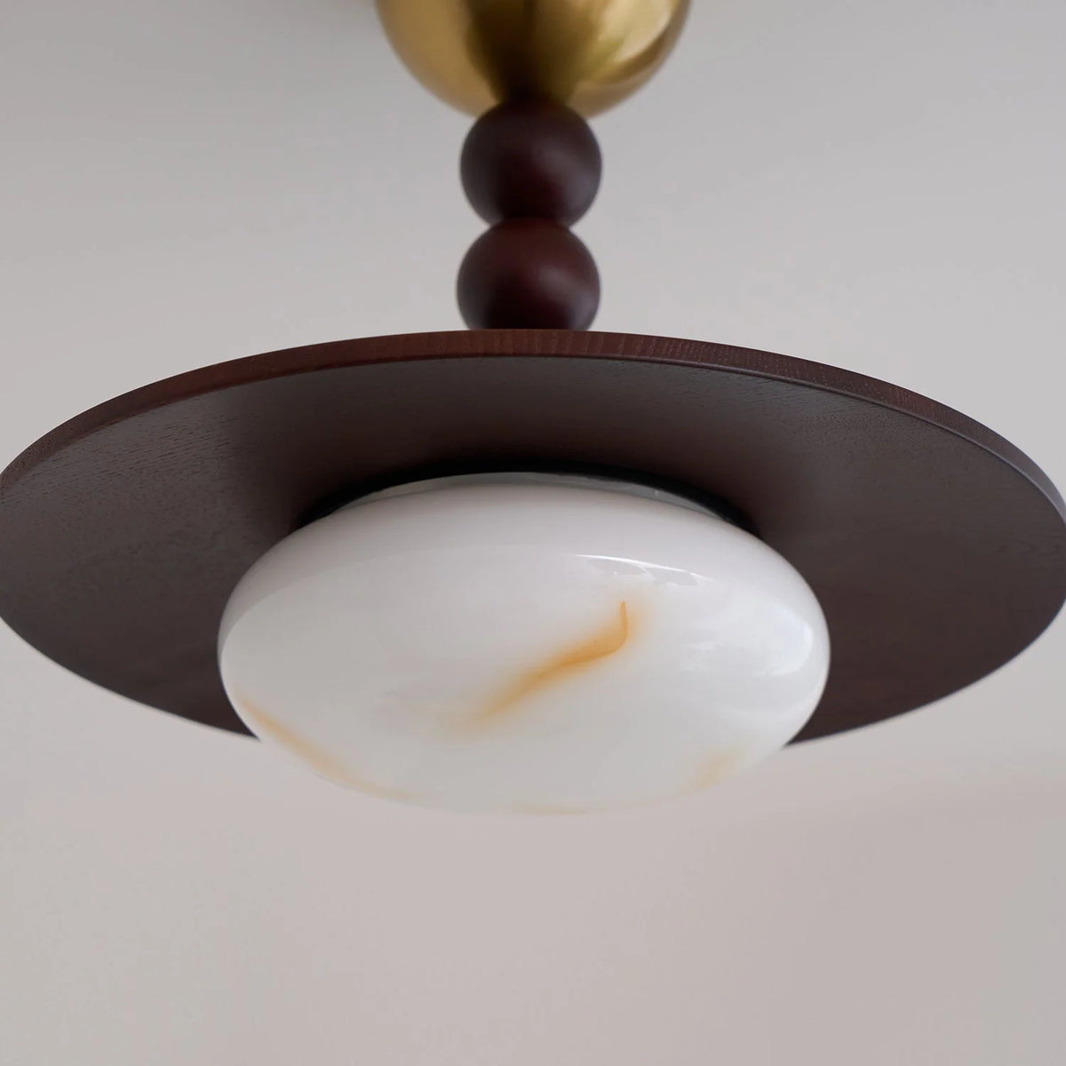 Ceiling Light | Wood Shade & Imitation Alabaster | Built-In LED