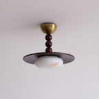 Ceiling Light | Wood Shade & Imitation Alabaster | Built-In LED