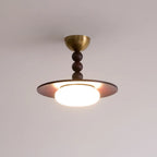 Ceiling Light | Wood Shade & Imitation Alabaster | Built-In LED