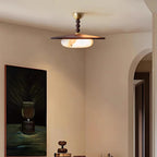 Ceiling Light | Wood Shade & Imitation Alabaster | Built-In LED