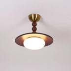 Ceiling Light | Wood Shade & Imitation Alabaster | Built-In LED