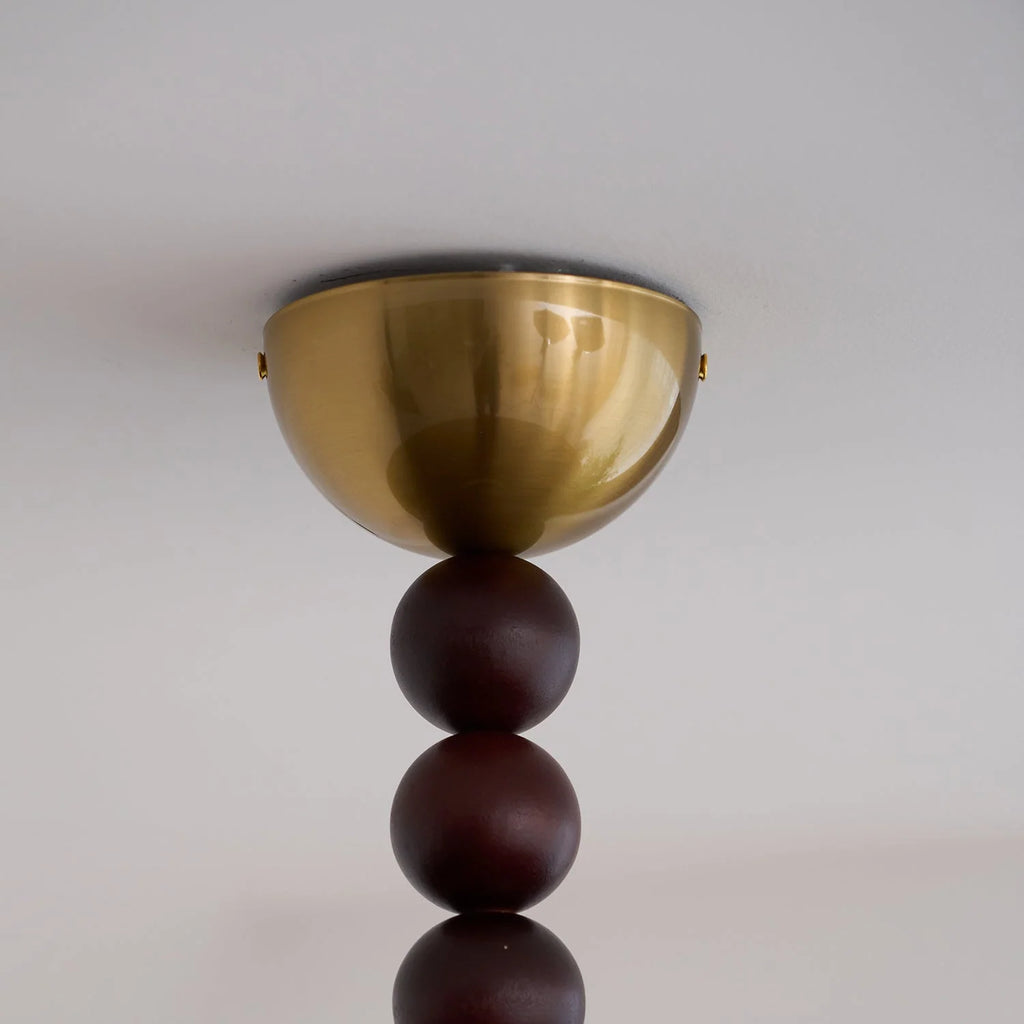 Ceiling Light | Wooden Shade & Imitation Alabaster Diffuser