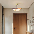Ceiling Light | Wooden Shade & Imitation Alabaster Diffuser