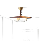 Ceiling Light | Wooden Shade & Imitation Alabaster Diffuser