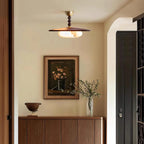 Ceiling Light | Wooden Shade & Imitation Alabaster Diffuser