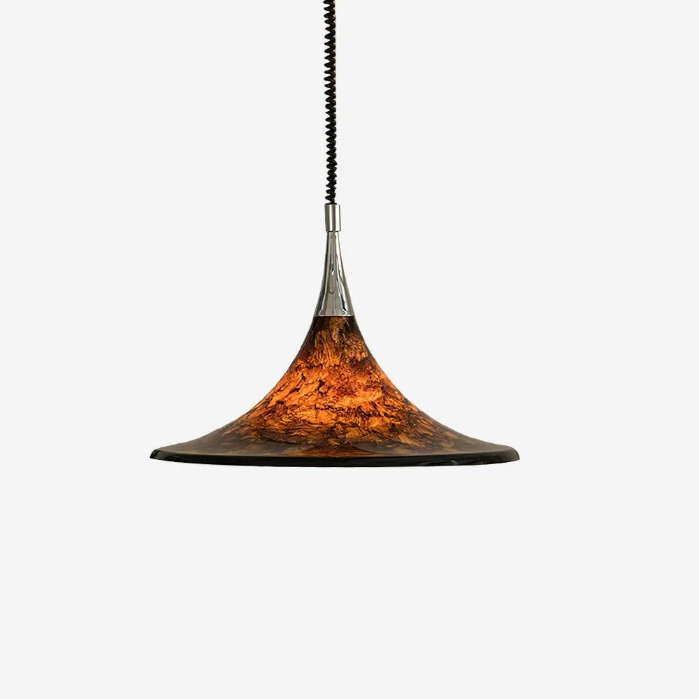 Ceiling Pendant Lamp | Horn-Shaped Chrome & Acrylic | Two Sizes