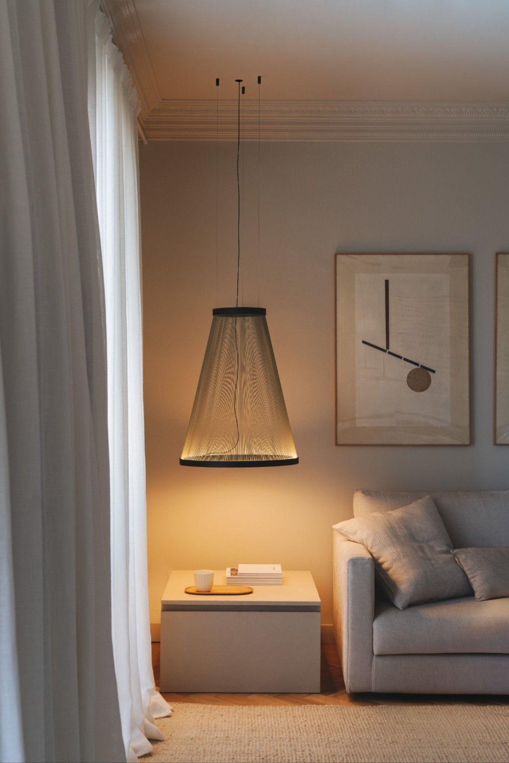 Ceiling Pendant Light | Mesh Aluminum Shade & Integrated Warm LED