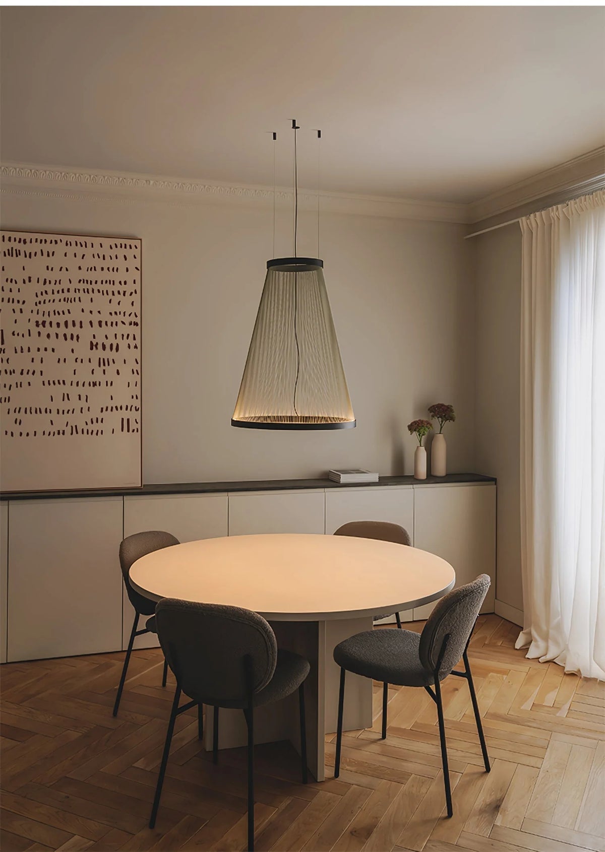 Ceiling Pendant Light | Mesh Aluminum Shade & Integrated Warm LED