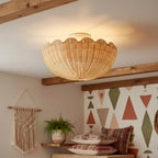Ceiling Pendant Light | Rattan Shade & Metal Frame | 46 cm
