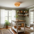 Ceiling Pendant Light | Rattan Shade & Metal Frame | 46 cm