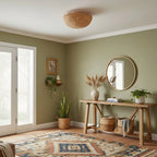 Ceiling Pendant Light | Rattan Shade & Metal Frame | 46 cm
