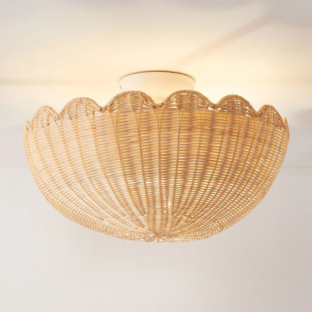 Ceiling Pendant Light | Rattan Shade & Metal Frame | 46 cm