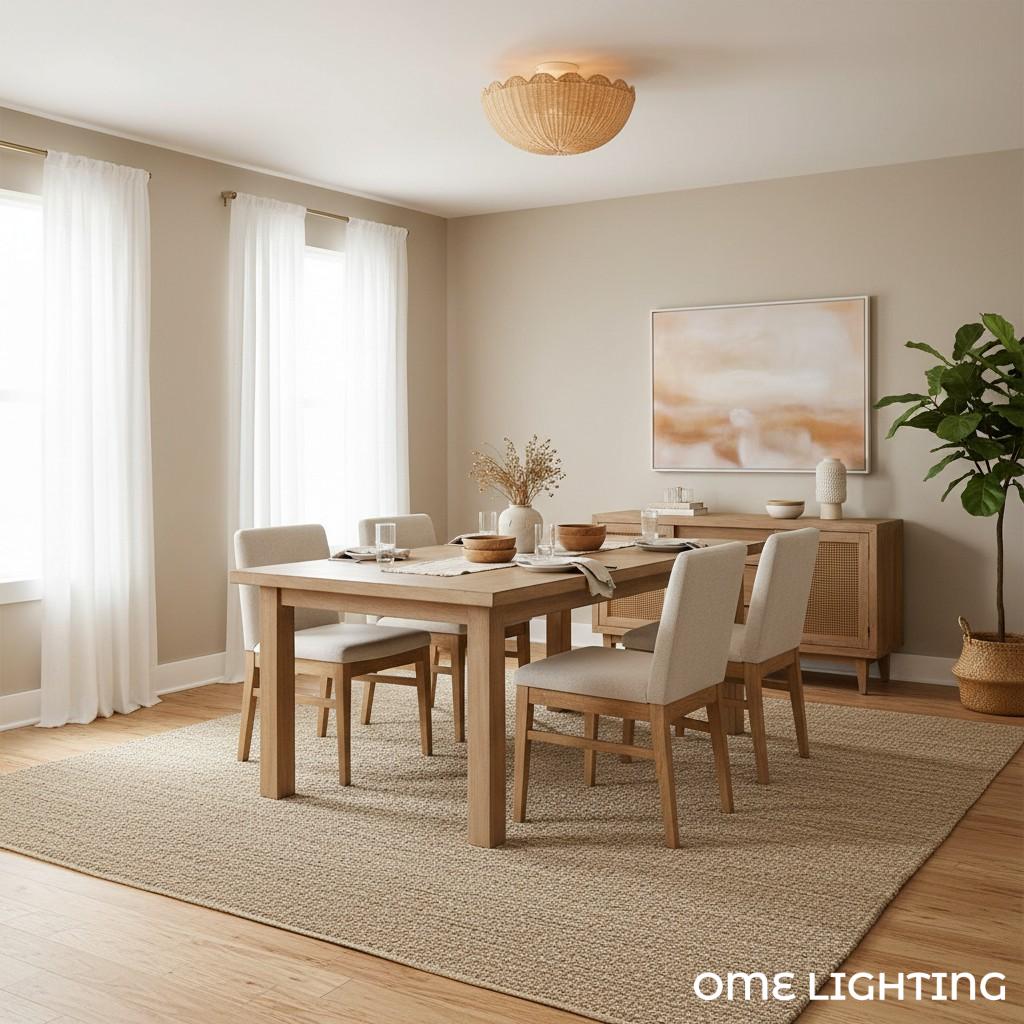 Ceiling Pendant Light | Rattan Shade & Metal Frame | 46 cm