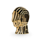 Ceramic Head Sculpture | Geometric Design & Golden Fringe