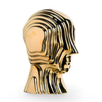 Ceramic Head Sculpture | Geometric Design & Golden Fringe