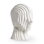 Ceramic Head Sculpture | Geometric Design & Golden Fringe