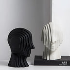 Ceramic Head Sculpture | Geometric Design & Golden Fringe