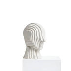 Ceramic Head Sculpture | Geometric Design & Golden Fringe