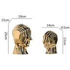 Ceramic Head Sculpture | Geometric Design & Golden Fringe
