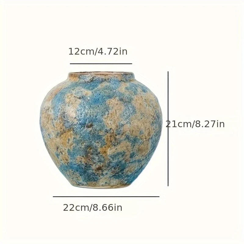 Ceramic Vase | Handmade Vintage Design | Blue & Earthy Tones