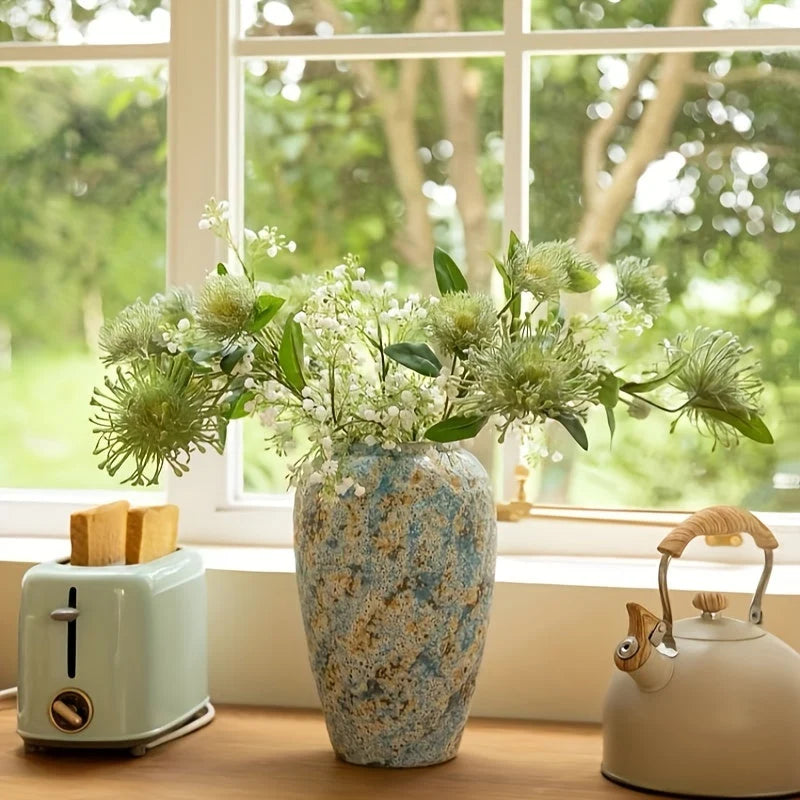 Ceramic Vase | Handmade Vintage Design | Blue & Earthy Tones