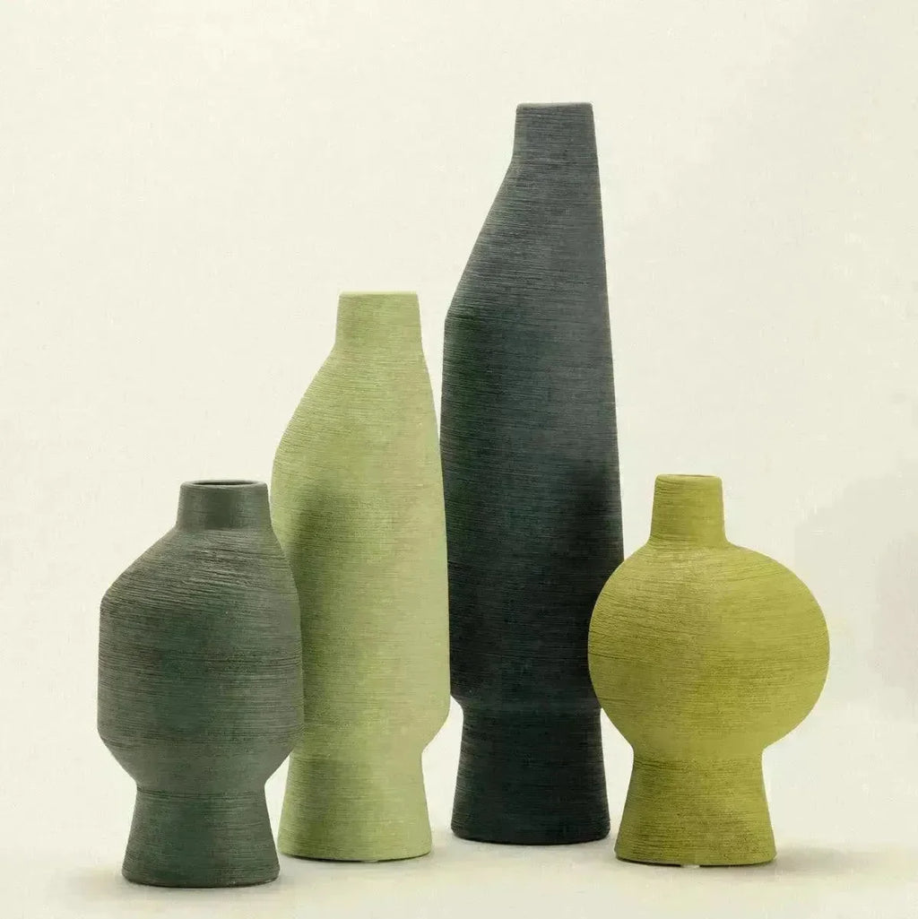 Ceramic Vase | Organic Sculptural Shape & Four Green Shades | Multiple Sizes