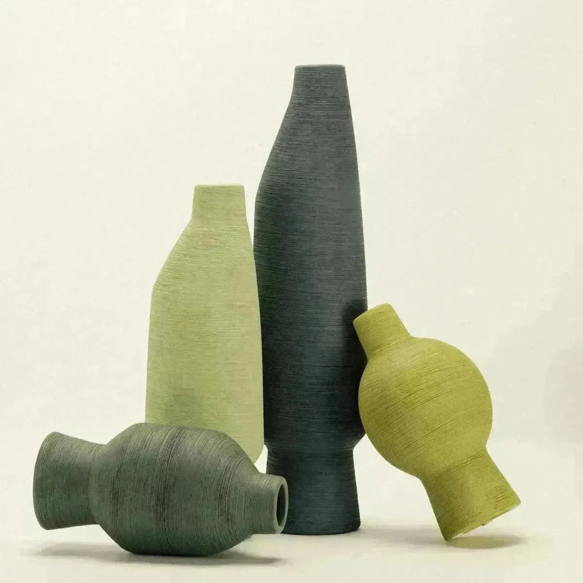 Ceramic Vase | Organic Sculptural Shape & Four Green Shades | Multiple Sizes
