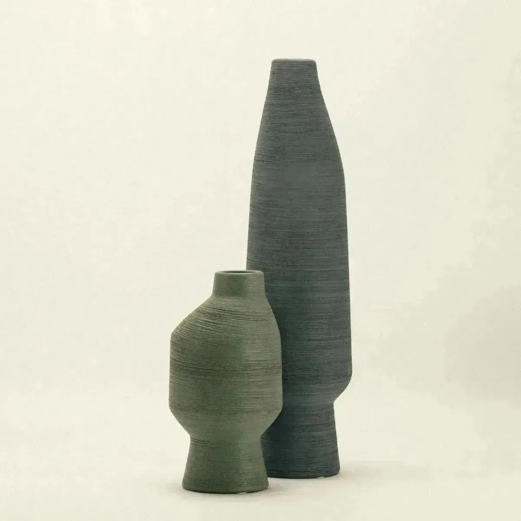 Ceramic Vase | Organic Sculptural Shape & Four Green Shades | Multiple Sizes