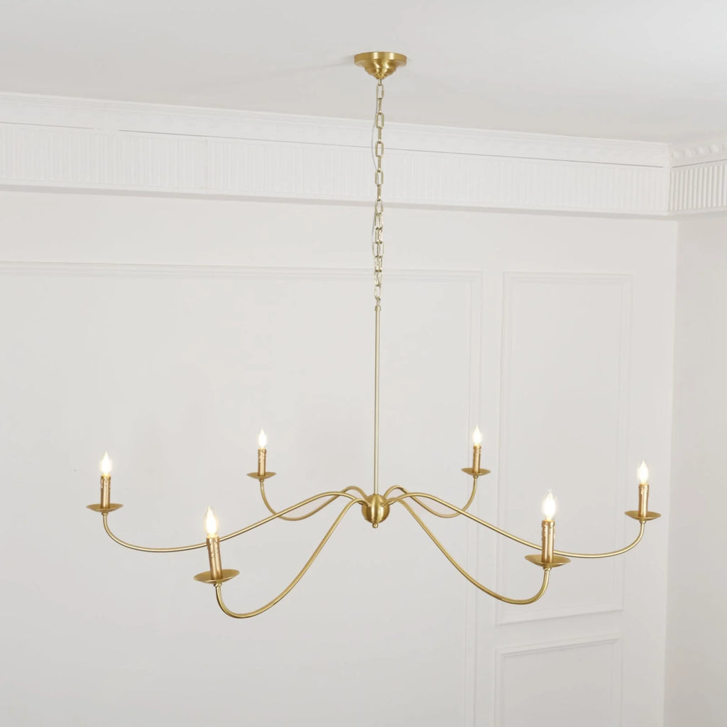 Chandelier | 6-Light Candlestick Arms & Brass Body | 100 cm Chain