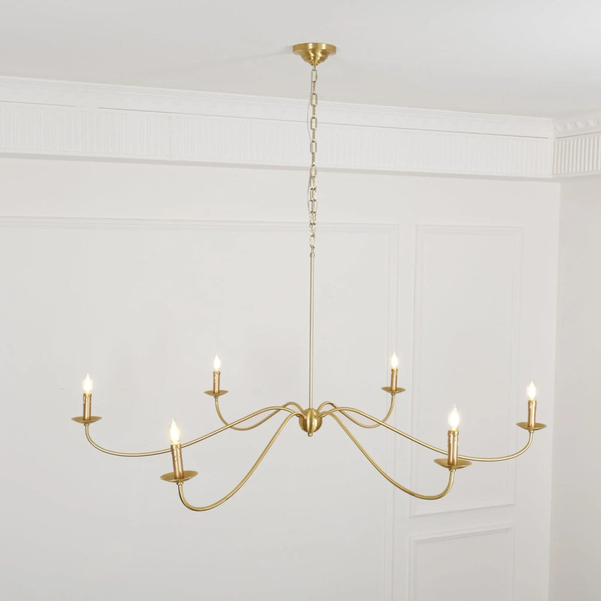 Chandelier | 6-Light Candlestick Arms & Brass Body | 100 cm Chain