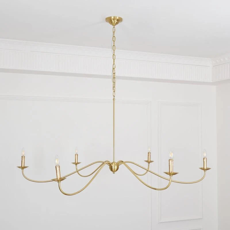 Chandelier | 6-Light Candlestick Arms & Brass Body | 100 cm Chain
