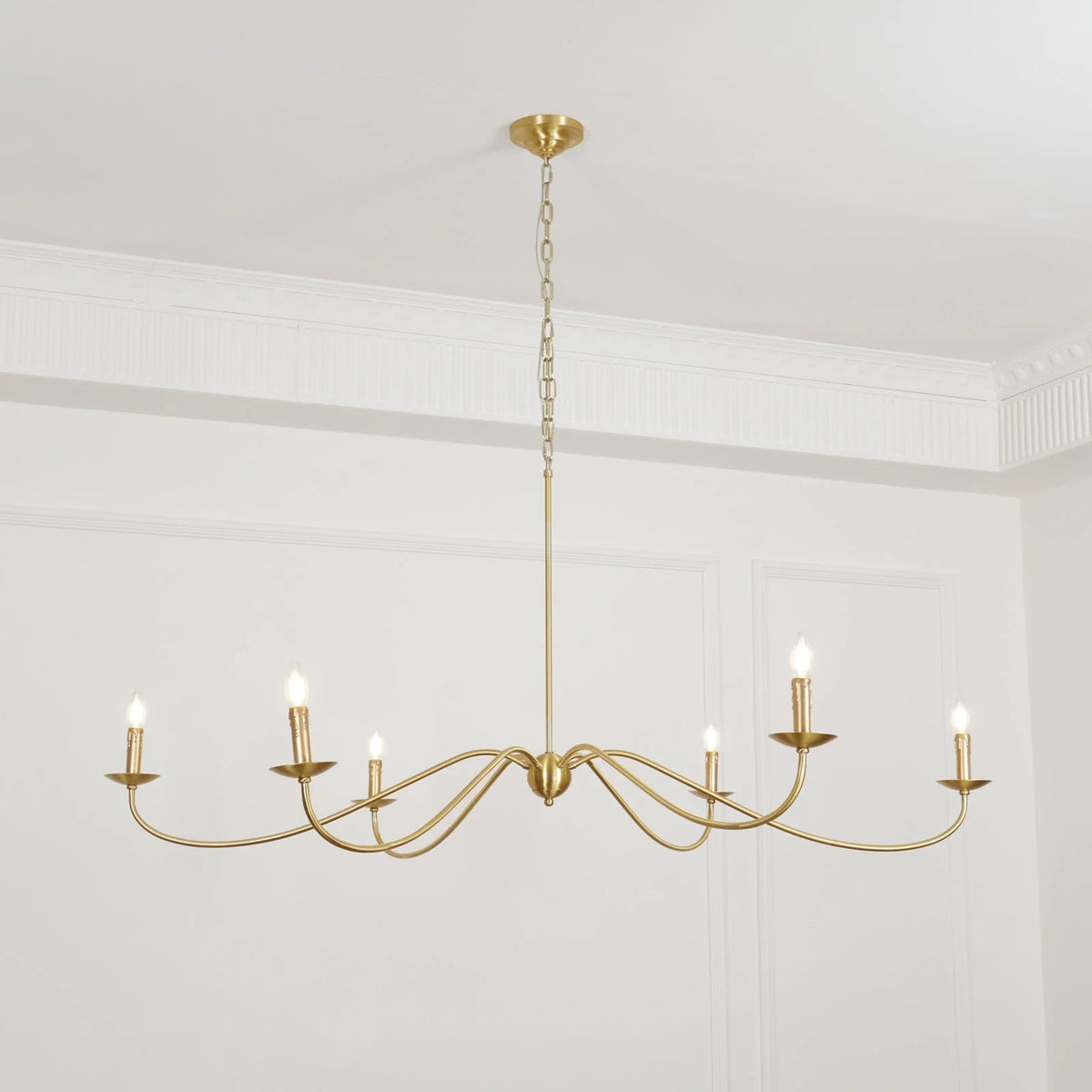 Chandelier | 6-Light Candlestick Arms & Brass Body | 100 cm Chain
