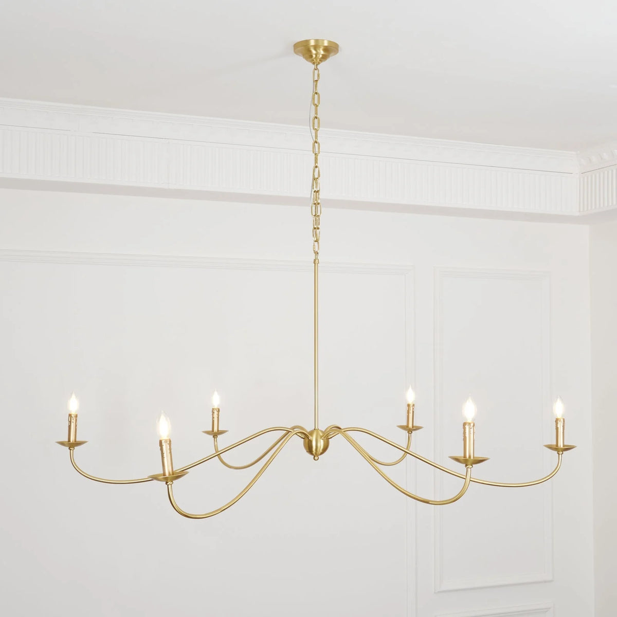 Chandelier | 6-Light Candlestick Arms & Brass Body | 100 cm Chain