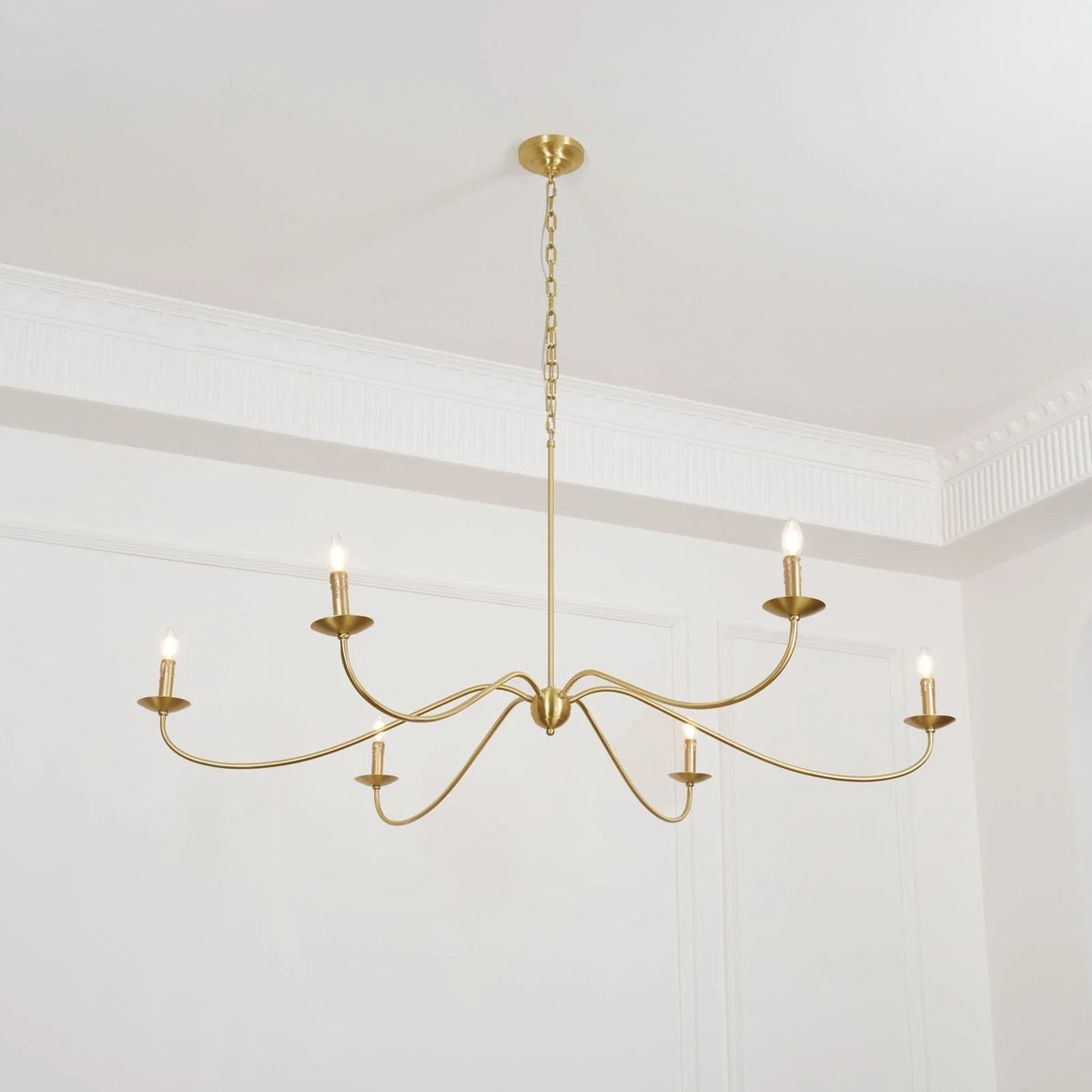 Chandelier | 6-Light Candlestick Arms & Brass Body | 100 cm Chain