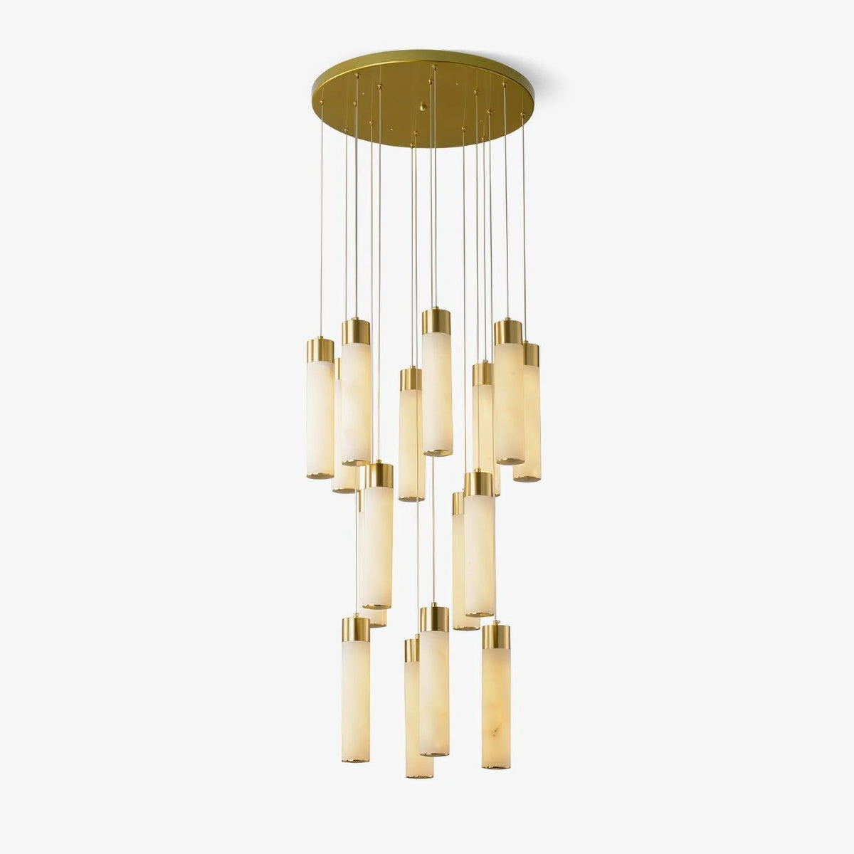 Chandelier | Alabaster & Brass Integrated LED & Damp-Rated
