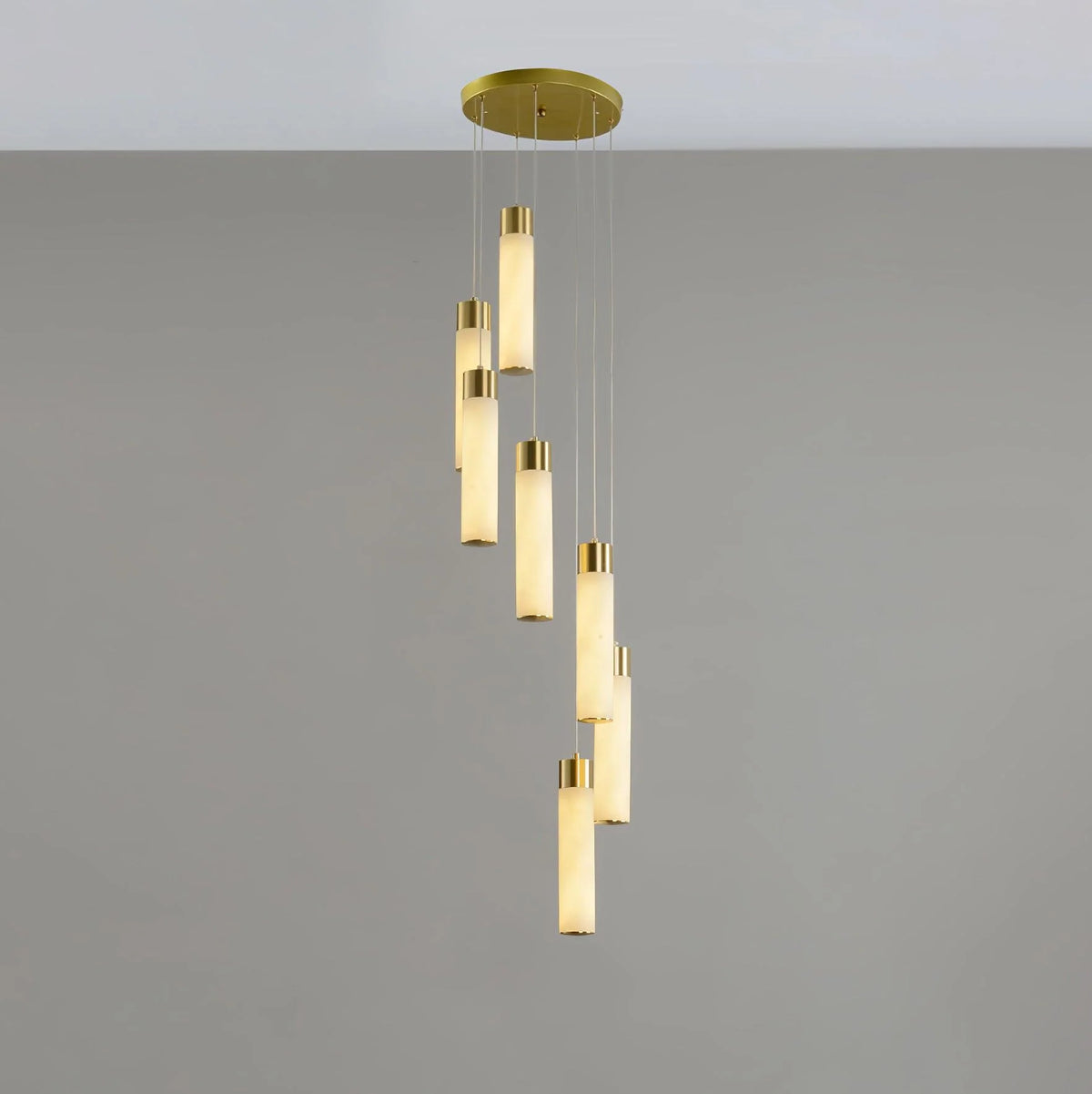 Chandelier | Alabaster & Brass Integrated LED & Damp-Rated