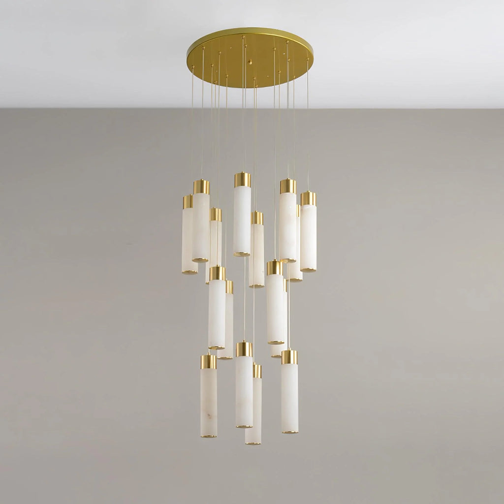 Chandelier | Alabaster & Brass Integrated LED & Damp-Rated